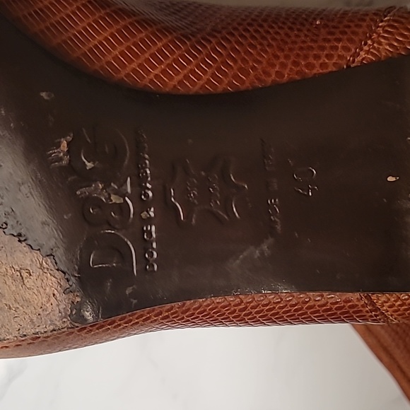 AUTHENTIC DOLCE & GABBANA  BROWN LEATHER LIZARD PRINT BOOTS - US 10 / EU 40 - Picture 7 of 16